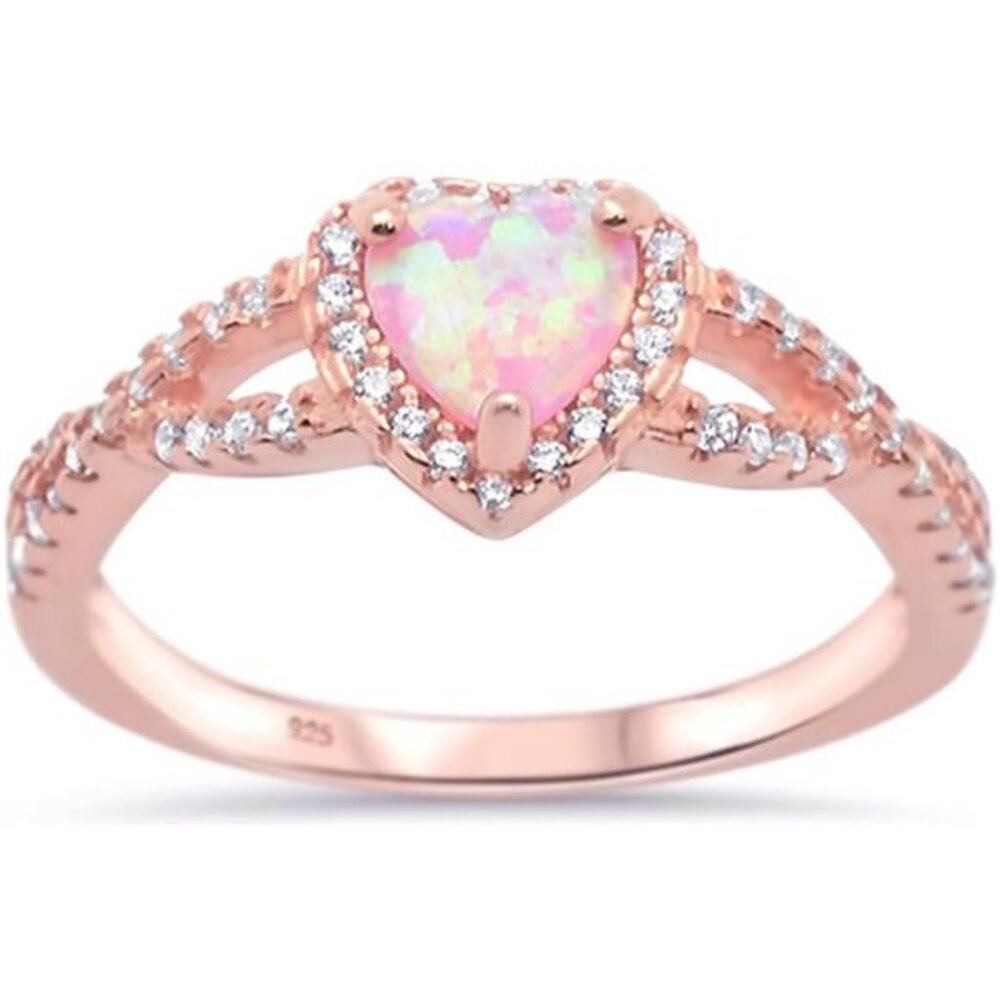 Sterling Silver Heart Halo Cubic Zirconia Promise Ring